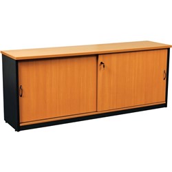 Logan Sliding Door Credenza 1800W x 450D x 730mmH Beech and Ironstone