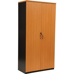 Logan Storage Cupboard Full Doors 1800H x 900W x 450mmD Beech and Ironstone