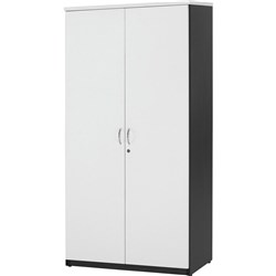 Logan Storage Cupboard Full Doors 1800H x 900W x 450mmD White and Ironstone