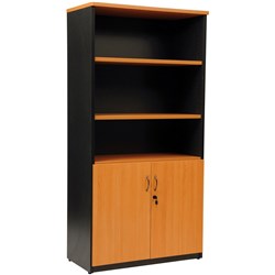 Logan Storage Cupboard Half Door 1800H x 900W x 450mmD Beech and Ironstone