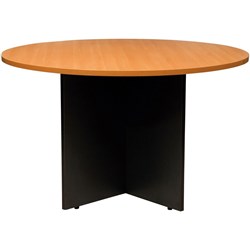 Logan Meeting Table Ironstone Cross Base 1200mm Diam Round Beech Top