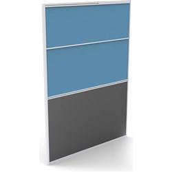 Rapid Desk Divider Screen 1650Hx1200mmW Silver Frame Blue Fabric Charcoal Base