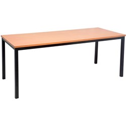 Steel Frame Education Table 1800Wx900mmD with 40mm Black Tube Frame and Beech Top