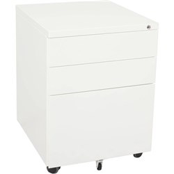 Steel Mobile Pedestal 2 Drawer 1 Filing Drawer 610Hx450Wx 472mmD White Satin