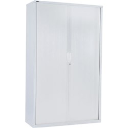 Go Steel Tambour Door Storage Cupboard No Shelves Included 1981Hx1200Wx473mmD White