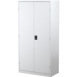Steelco Steel Stationery Cupboard 1830Hx914Wx463mmD 3 Shelves White Satin