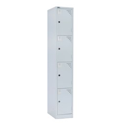 Go Steel Storage Locker Four Door 1830Hx380Wx455mmD Silver Grey