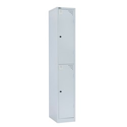 Go Steel Storage Locker Two Door 1830Hx380Wx455mmD Silver Grey