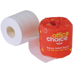 Office Choice Toilet Paper Rolls 2 Ply 400 sheets box of 48 rolls