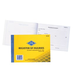 Zions ROID Workcover Register Of Injuries & First Aid Vic A4 Duplicate 25 Forms