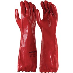 Maxisafe Chemical Gloves Red PVC 45cm Single Dipped