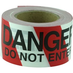 Maxisafe Barricade Tape DANGER DO NOT ENTER Black On Red/White 75mm x 100m