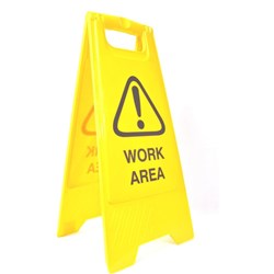 Cleanlink Safety Sign Work Area 320x310x650mm Yellow