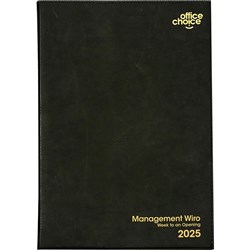 Office Choice Management Diary Week To View A5 Black 2025