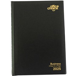 Office Choice Business Diary 2 Days To A Page A5 Black 2025