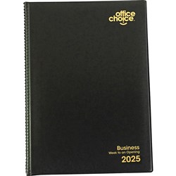 Office Choice Business Diary Week To View A5 Black 2025