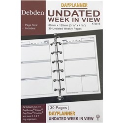 Debden Dayplanner Refill Undated Pocket 80X120mm Week to View