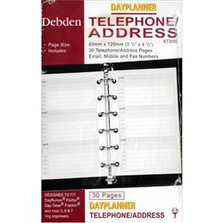 Debden Dayplanner Refill Pocket Telephone Address 80X120mm