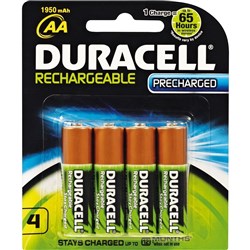 Duracell Rechargeable Battery AA Precharged Pack of 4