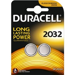Duracell Speciality Button Cell Batteries DL2032 Lithium Pack of 2 2032