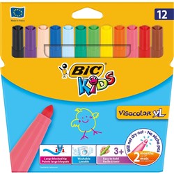 Bic Kids Visacolor XL Markers Bullet 4.5mm Chunky Grip Pack of 12
