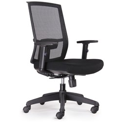 Kal Mesh Task Chair High Back Synchro Mechanism Black Fabric Seat Black Mesh