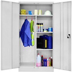 Go Steel Wardrobe Cupboard Includes Shelves and Hanging Section Silver Grey