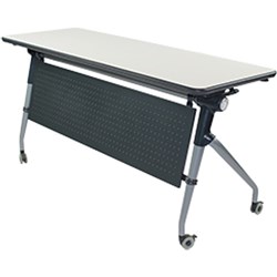 Syncline Folding Student Desk Two Person 1500Wx550D Grey Frame White Top