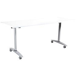 Summit Flip Top Table Silver Frame With Castors 1500W x 750mmD White Top