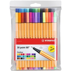 Stabilo Point 88 Fineliner Pen Fine 0.4mm Assorted Wallet Of 30