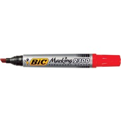 Bic 2300 Marking Permanent Markers Chisel 3.7-5.5mm Red Pack of 12