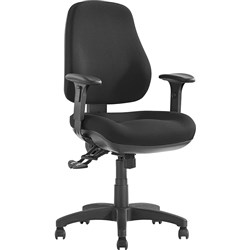 Newton High Back Task Chair 3 Lever With Arms Moulded Foam Seat and Back in Black Fabric