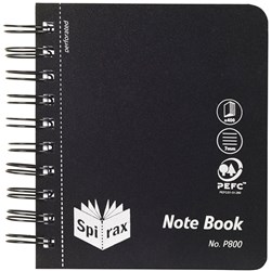 Spirax Notebook Plastic P800 120mm x 140mm 400 Page Black Side Opening