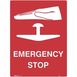 Brady Emergency Sign Emergency Stop 450x600mm Metal