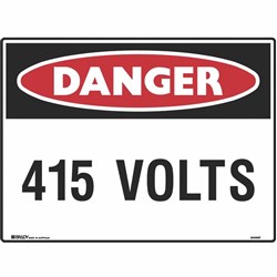 Brady Danger Sign 415 Volts 600x450mm Metal