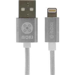 Moki Braided Lighting SynCharge Cable 3m Silver