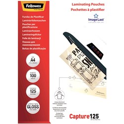 Fellowes Laminating Pouches A4 125 Micron Pack of 100