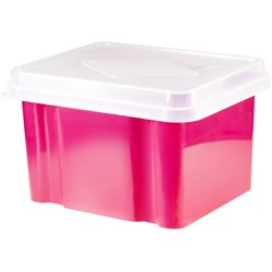 Italplast 32 Litre Plastic Suspension File & Storage Box Watermelon Base Clear Lid