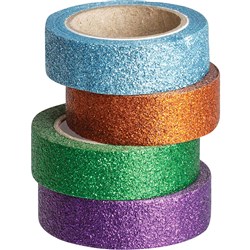 Zart Washi Glitter Tape 15mmx2.7m 8 Assorted Colours Pack of 8