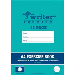 WRITER PREMIUM A4 48PG EXERCISE BOOK 14MM DOTTED THIRDS BALL