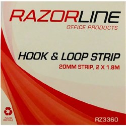 RAZORLINE HOOK & LOOP STRIPS 20MM STRIP, 2 X 1.8M DELI