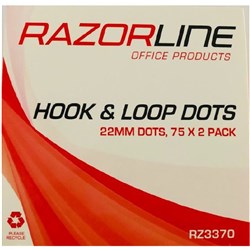 RAZORLINE HOOK & LOOP DOTS 22MM DOTS, 75 x 2 PACK DELI